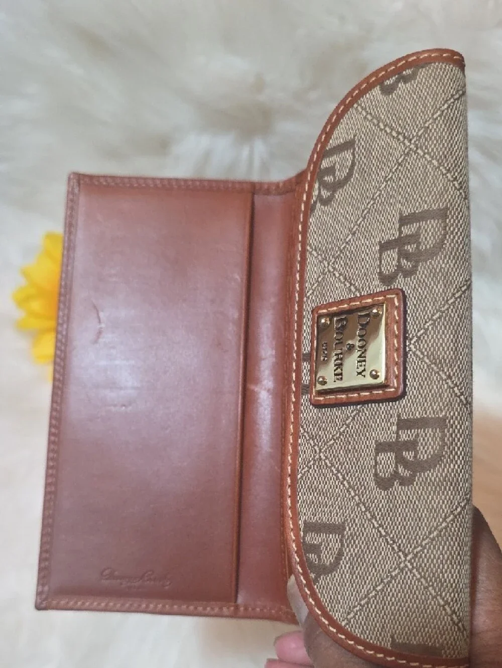 Dooney & Bourke Beige and Brown Signature Continental Wallet - Picture 9 of 13